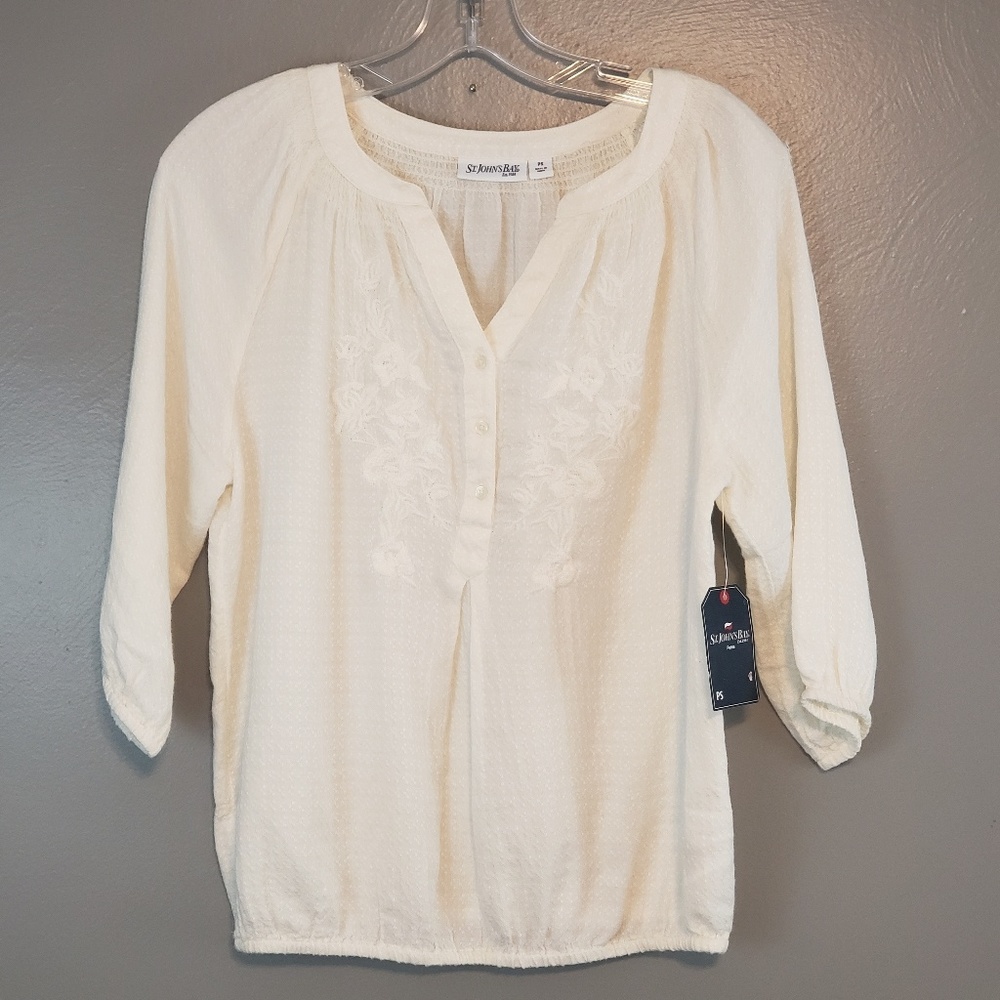 St John's bay vneck embroidered top